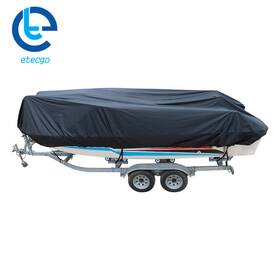 287914 Etecgo Black Waterproof 14-16ft Boat Cover Fishing V-hull Tri-hull Runabout Trailerable