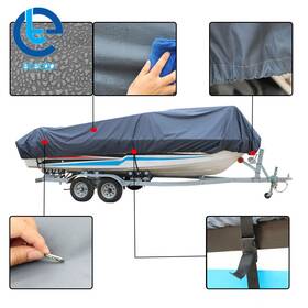 305716 Etecgo Gray Heavy Marine Grade Polyester Canvas Trailerable Waterproof 600d Boat Cover