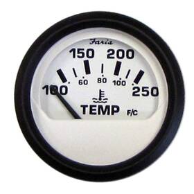 Faria Instruments F12904 12904 Euro Water Temperature Gauge 100-250 F -white 2 Inch