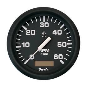 Faria Instruments F32832 32832 Euro Tachometer Gauge 6000 Rpm With Hourmeter Gas -4 Inch