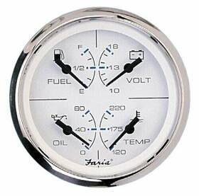 F33851 Faria Instruments 33851 Combo Gauge-chesapeake White Stainless Steel