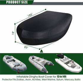 B0fbgcz582 Fcouiid Inflatable Dinghy Boat Cover For 13 To 14ft - Waterproof Uv Resistant Marine