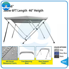 T170614k For V-hull Boats 3 Bow Bimini Top Boat Cover 6ft Length 61inch-66inch Width 46inch Heigth
