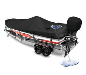 1200d Fuprosico 762668671502 Black Boat Cover 16-18 Ft Heavy Duty Waterproof With Motor