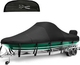 1200d Fuprosico 791137742375 Ratchet Center Console Boat Cover 20-22 Ft Quick Tighten Hem Black 4091