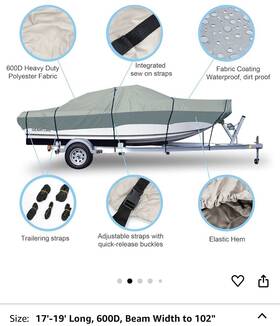 B07znhw93f Gearflag Pro Bass Style Trailerable Heavy Duty Fishing Boat Storage Cover Fits 17-19 L