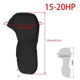 Icc2014572 Genrics Full Outboard Engine Boat Cover For 6-225hp Motor Waterproof Black 600d