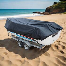 Gg1689795e Globegarage Boat Cover Fishing V-hull Runabout Trailerable Black Waterproof 11-13ft New