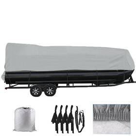 Gps1109680 Golfpartstore 21-24 Ft Waterproof Gray Boat Cover Trailerable Pontoon Dust Resistant