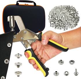 Gro-2a Gromerior Premium Snap Fastener Tool With Case And 100 Sets 15mm Yellow Black