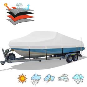 B1416-1 Hahasole Heavy Duty 1200d Pu Waterproof Boat Cover 14ft- 16ft Trailerable Marine Grade