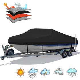 Blk20-22 Hahasole Heavy Duty 1200d Pu Waterproof Boat Cover 20ft-22ft Trailerable Marine