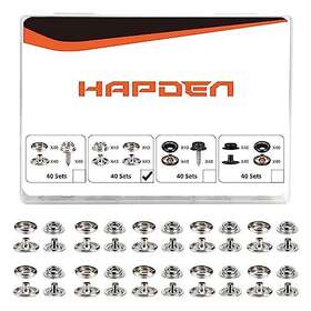 Hapden 744585423938 160 Pcs Snap Buttons Fasteners Kit 15mm Stainless Steel Snaps Silver
