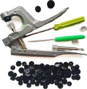 Happy Dudu 687551490834 100 Complete Sets Black Snaps Plastic Hand-held Plier And