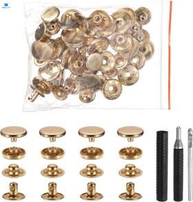 Hta241005hh000380 Harfington 50 Set Leather Snap Fasteners Kit 12.5mm Metal Gold