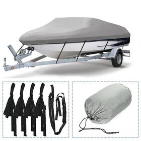 Hd17051401cp Hdautoworld Hd Gray 11-13ft 78 Inch 300d Trailerable V-hull Fishing Boat Cover 181 X106