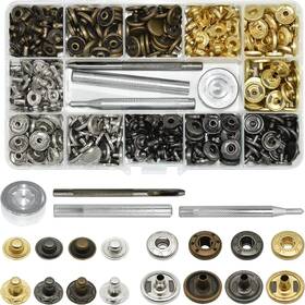 H-snap-4 Hdst-home 120 Sets 12.5mm Metal Leather Snap Fastener Button Kit With 4 Setter Color