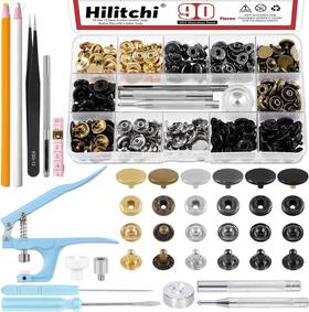 H-5532 Hilitchi 103 Sets Leather Snap Fasteners Kit 6 Colors 12.5mm Multicolor