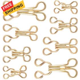 2408785ta005k0b007c2 Hinzic 80 Pairs Gold Sewing Hooks And Eyes Closure 9/12/14/16mm Metal