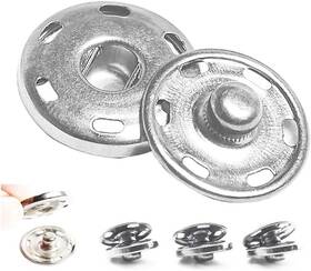 An-50 Hoomtry 50 Sets Sew-on Snap Buttons Metal Snaps Fasteners Press Studs Silver