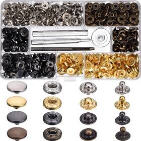 4337005996 Hotop 100 Set Snap Fasteners Leather Snaps Button Kit Press Gold Silver Brown