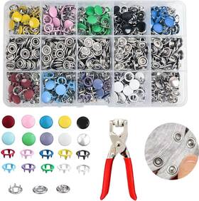 Sf-001 Imntho 200 Sets Metal Snap Buttons Kit With Fastener Pliers Press Tool - 800 Pcs Mix