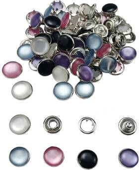 Hy-psbk-03 Jaueivr 50 Sets Snap Fasteners - 12mm 5 Colors Pearl-like Prong
