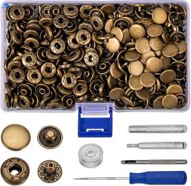 Sp-108 Juasky 120sets Snap Leather Fasteners Kit Bronze 12.5mm Metal Heavy Duty