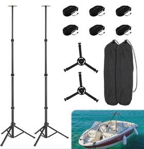 Kahlhak 713424926831 Pontoon Boat Cover Support System - 2 Poles With Tripods And Webbing Straps