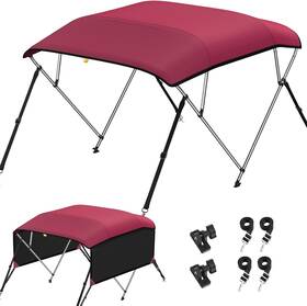 Qw0501l-a08 Kakit 4 Bow Bimini Tops For Boats Mesh Sides Hd Cover Straps Zippered 8ftl