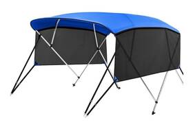 Qw0701h-a08 Kakit 3 Bow Bimini Top With Mesh Sidewalls Marine Canvas 1 Inch Frame Gray