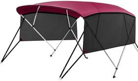 Qw0702l-a08 Kakit 4 Bow Bimini Tops Mesh Sidewalls Support Poles For Boats Burgundy
