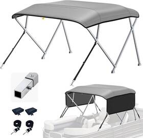 Qw1008h-a08 Kakit Bimini Top For Pontoon Boats 600d 4 Bow 10ftl 54 Inch H 73-78 W Gray