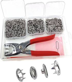 Snap-9 Kaximon Snap Fasteners Kit 200 Sets 9.5mm Fabric Snaps Clothing Chrome