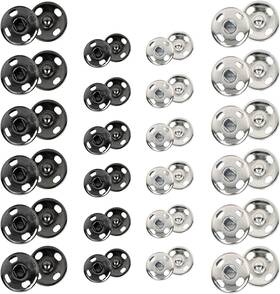 Kenkio 710280369819 120 Sets Sew-on Snap Buttons Metal Snaps Silver Brown Black