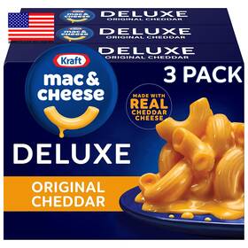 75676 Kraft Deluxe Original Cheddar Macaroni And Cheese Dinner 3 Ct Pack 14 Oz Boxes