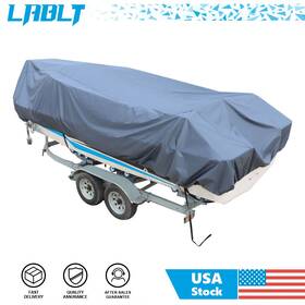 Om119592oc Lablt Trailerable Waterproof Boat Cover Gray Heavy 600d Marine Grade Polyester Canvas