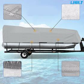 Om96030oc Lablt Gray Waterproof Heavy Duty Boat Cover Trailerable Pontoon Dust Resistant 21-24ft