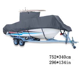 Qs364144qr Lablt Boat Cover 20-22ft For Center Console Boats With T-top Roofs 420d Grey
