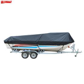 Pn1289457 Labwork-parts 17-19ft Black Boat Cover Waterproof Trailerable Fishing Ski Bass V-hull Runabout