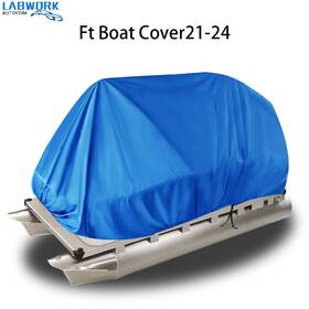 La608247cm Labworkauto Blue 21-24ft Waterproof Heavy Duty Pontoon Boat Cover Uv Rain Dust Protection