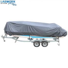 La608304cm Labworkauto V-hull Boat Cover 14-16ft Runabouts Heavy Duty Trailerable 210d Grey Waterproof