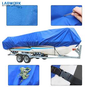 La608418cm Labworkauto Waterproof Trailerable V-hull 17-19 Ft Boat Cover Heavy Duty Fabric Storage Bag