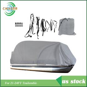 Cer13400c Labworkmoto 21ft 22ft 23ft 24ft Boat Cover Gray Waterproof Trailerable Pontoon Heavy Duty