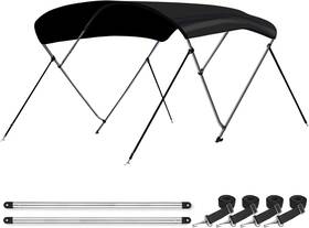 20105071 Leader Accessories New 600d Pacific Black 3 Bow Bimini Top Boat Covers 6ftl X 46 Inch H 67 -72 W