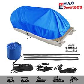 Mag22143es M.a.g-devotees Blue 21-24ft Waterproof Heavy Duty Boat Cover Trailerable Pontoon Dust Resistant