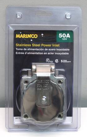 6371el Marinco Stainless Steel 3-wire Locking Power Inlet 50a 125v. New