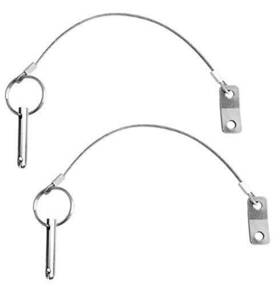 Marine Part Depot 816769023217 Two Stainless Steel Bimini Top Ball Pins With Lanyard - Pin Style