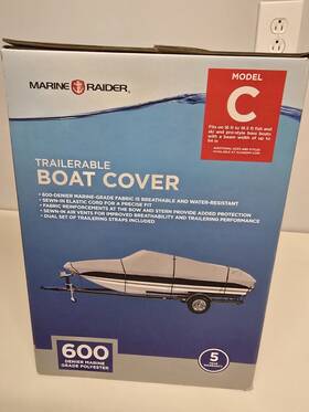 10204500779277 Marine Raider Trailerable Boat Cover 600 Denier Poly Model C 16ft-18.5ft Boats