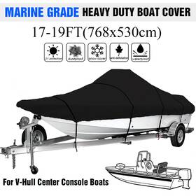 Yvp7228611 Matcc 210d Trailerable Boat Cover 17-19ft Waterproof Heavy Duty V-hull Fishing Covers